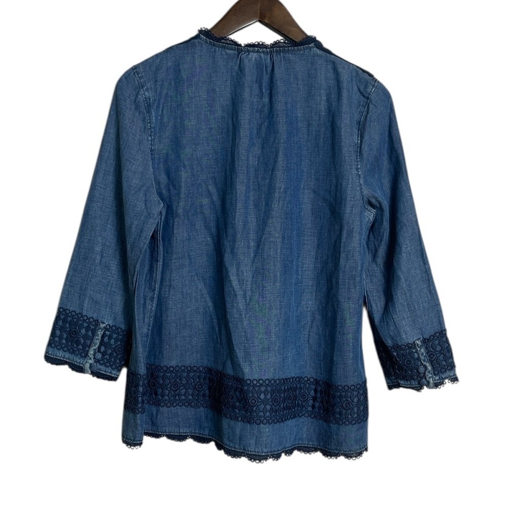 Anthropologie Holding Horses Top  Perra Popover Pleated Chambray size 2 - Picture 5 of 9